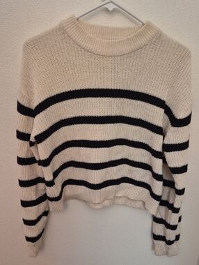 H&M Cream & Black Striped Scoopneck Sweater
